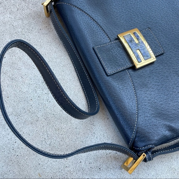 Vintage FENDI Marble-embellished Navy shoulder bag - Picture 10 of 14